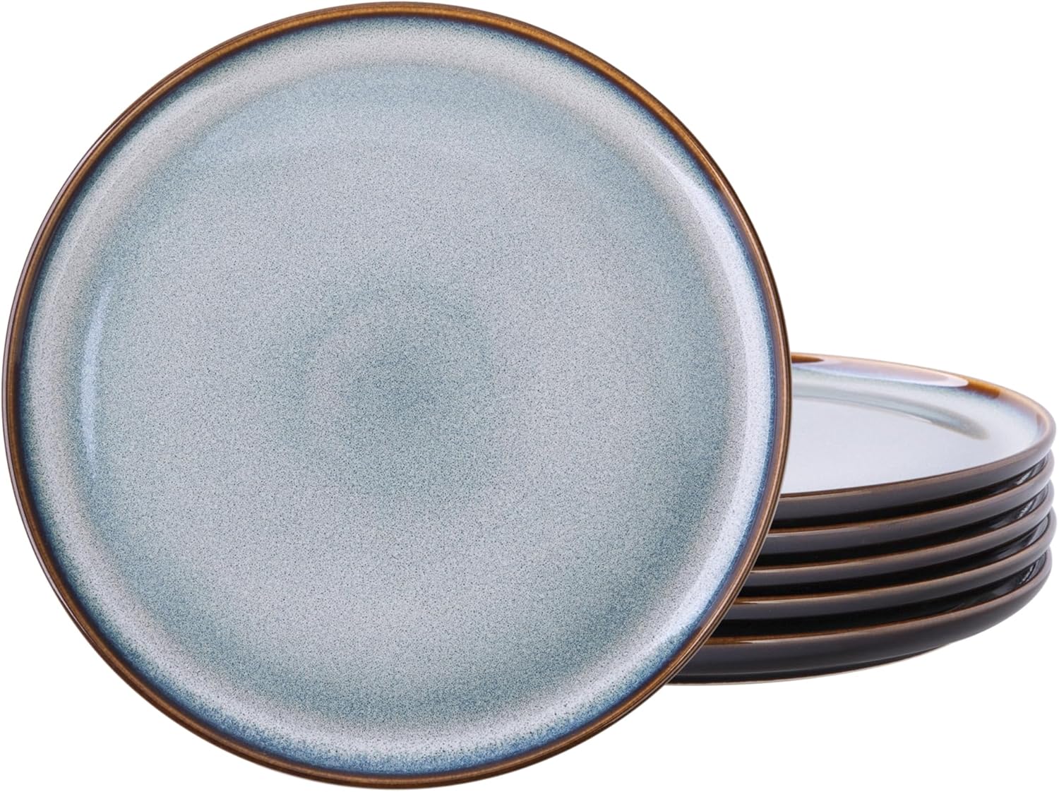 Ceramic Plate Set of 6,8.5 Inch Reactive Glaze Salad Plates | Modern Shape Dinnerware Dishes Set for Kitchen,Microwave &Dishwasher&Oven Safe