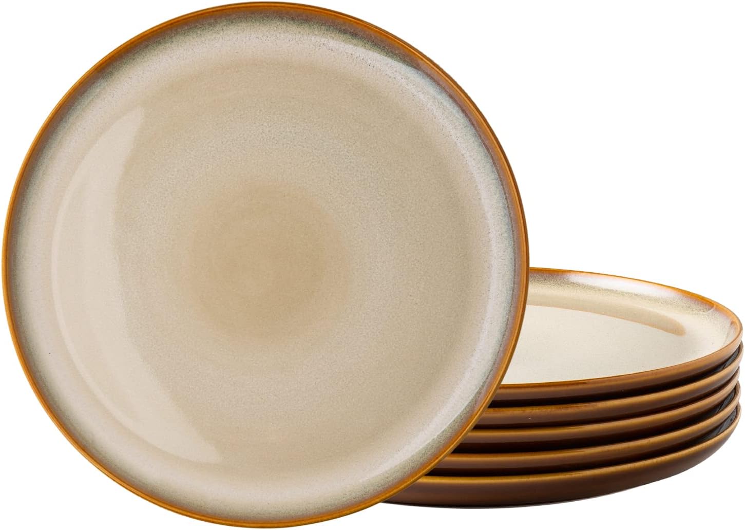 Ceramic Plate Set of 6,8.5 Inch Reactive Glaze Salad Plates | Modern Shape Dinnerware Dishes Set for Kitchen,Microwave &Dishwasher&Oven Safe