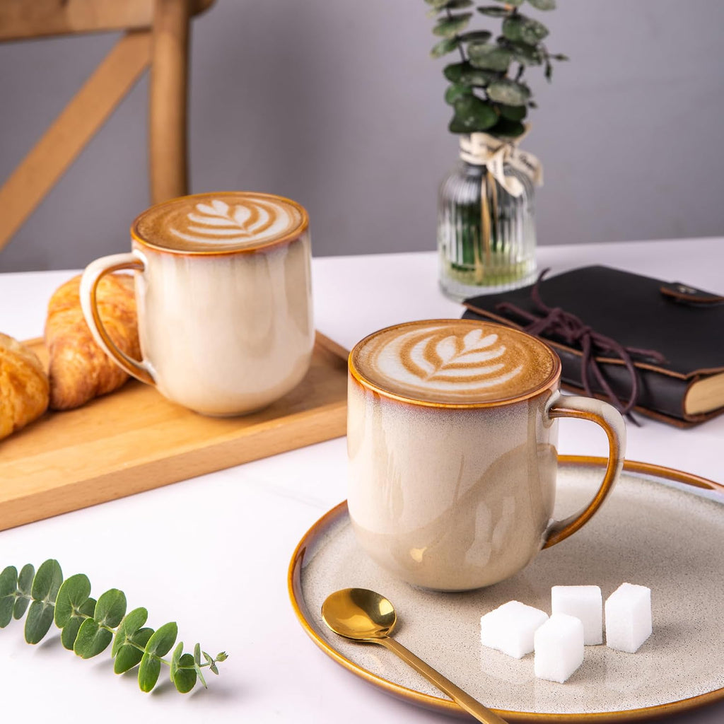 Ceramic Coffee Mugs Set of 6,12oz Handmade Coffee Mugs Set | Large Handle for Cappuccino/Latte/Tea/Hot Cocoa,Oven &Dishwasher & Microwave Safe