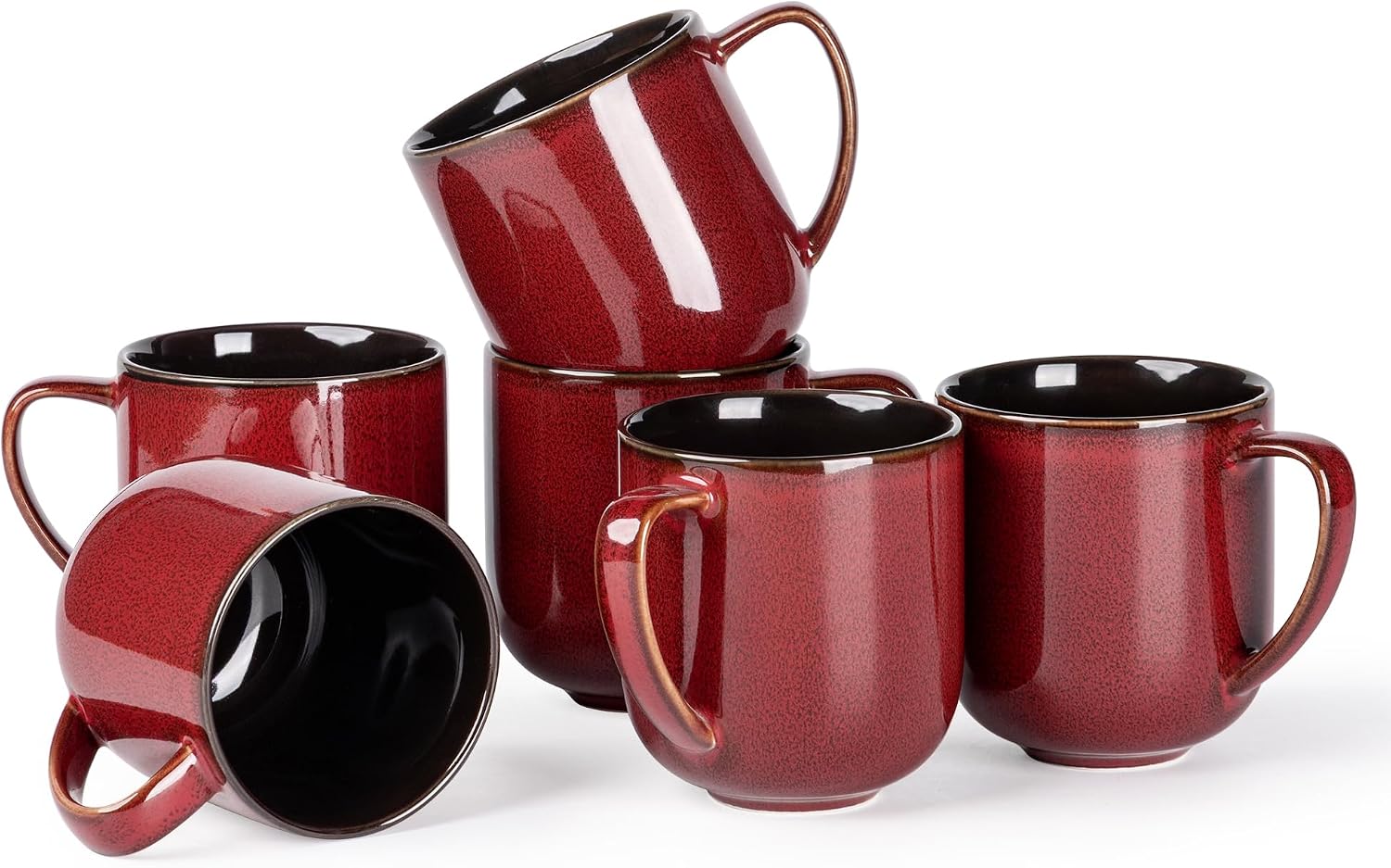 Ceramic Coffee Mugs Set of 6,12oz Handmade Coffee Mugs Set | Large Handle for Cappuccino/Latte/Tea/Hot Cocoa,Oven &Dishwasher & Microwave Safe
