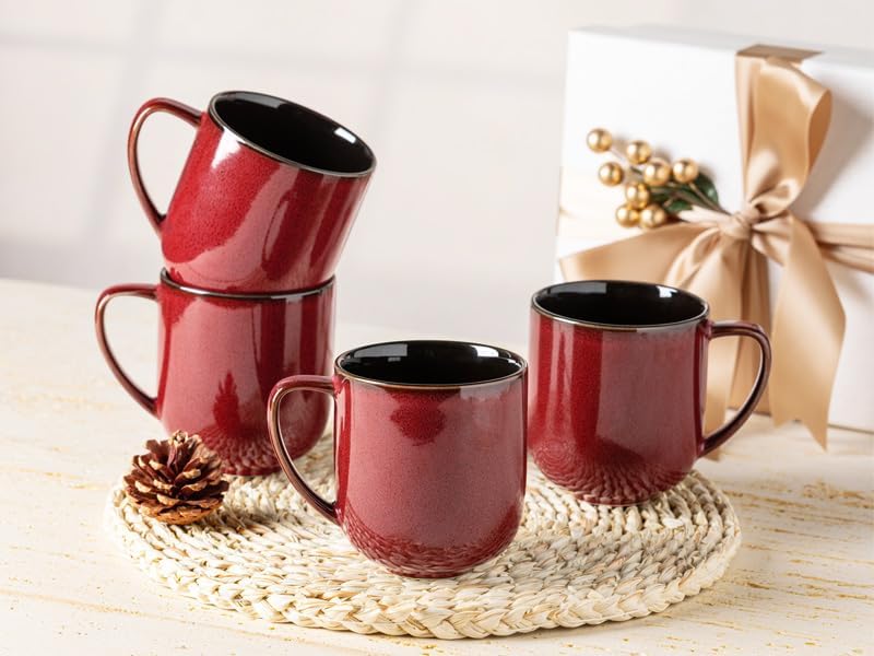 Ceramic Coffee Mugs Set of 6,12oz Handmade Coffee Mugs Set | Large Handle for Cappuccino/Latte/Tea/Hot Cocoa,Oven &Dishwasher & Microwave Safe