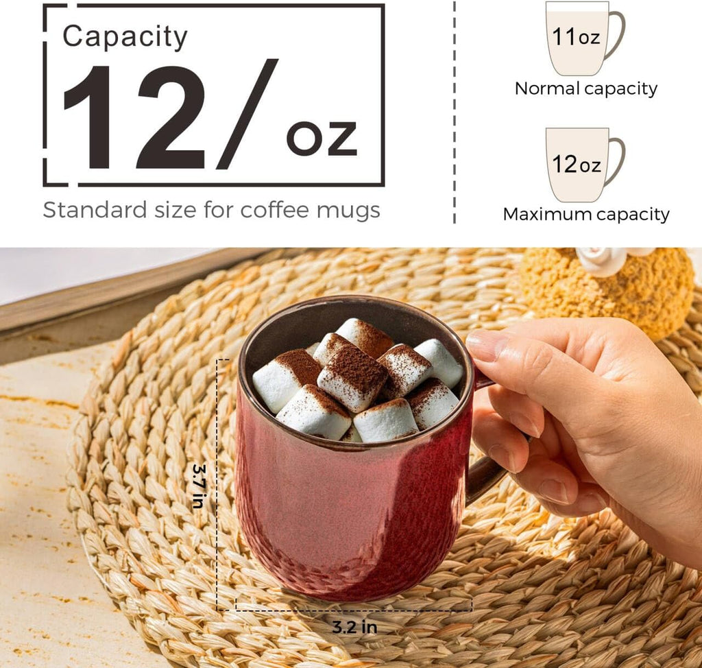 Ceramic Coffee Mugs Set of 6,12oz Handmade Coffee Mugs Set | Large Handle for Cappuccino/Latte/Tea/Hot Cocoa,Oven &Dishwasher & Microwave Safe