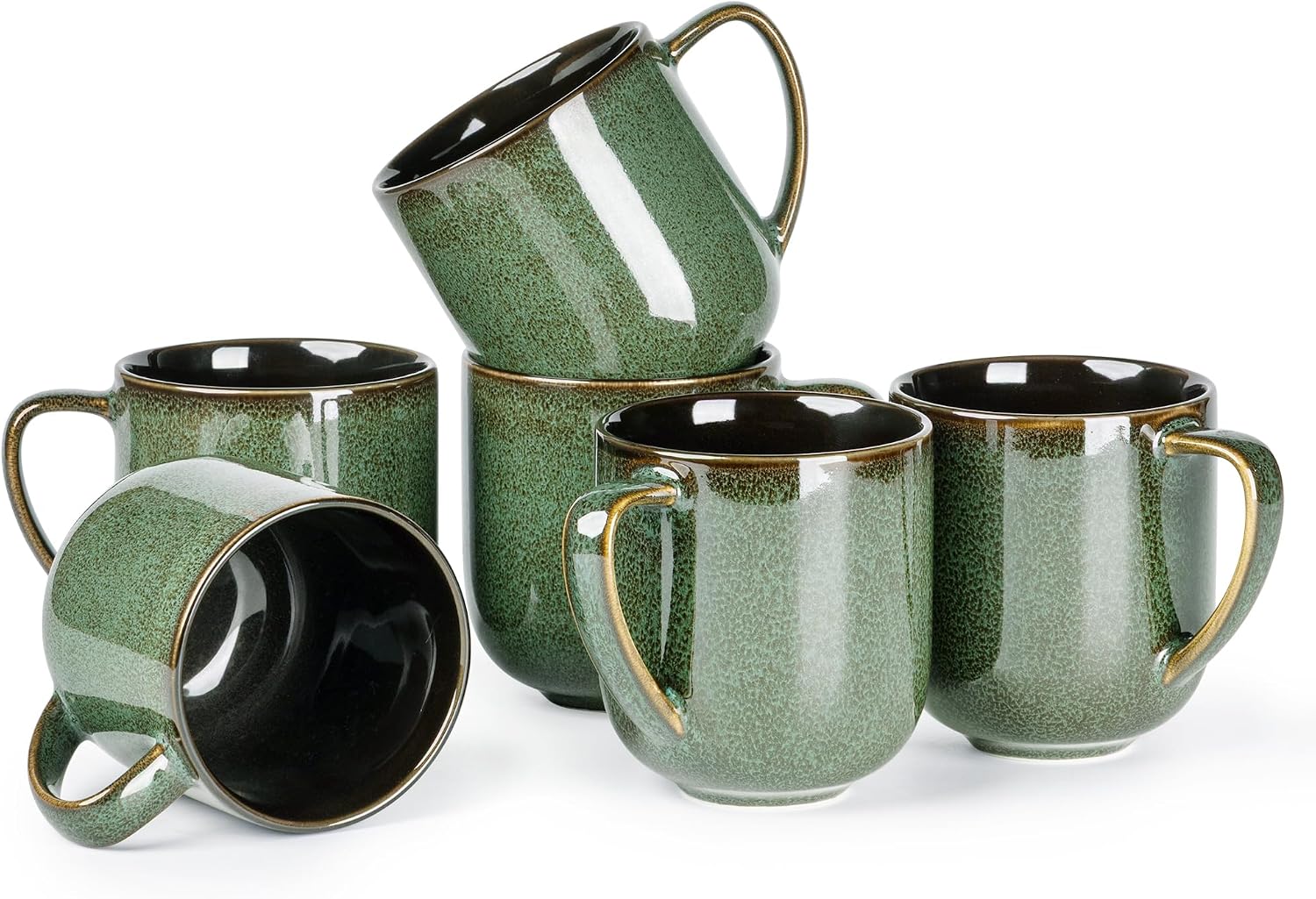 Ceramic Coffee Mugs Set of 6,12oz Handmade Coffee Mugs Set | Large Handle for Cappuccino/Latte/Tea/Hot Cocoa,Oven &Dishwasher & Microwave Safe