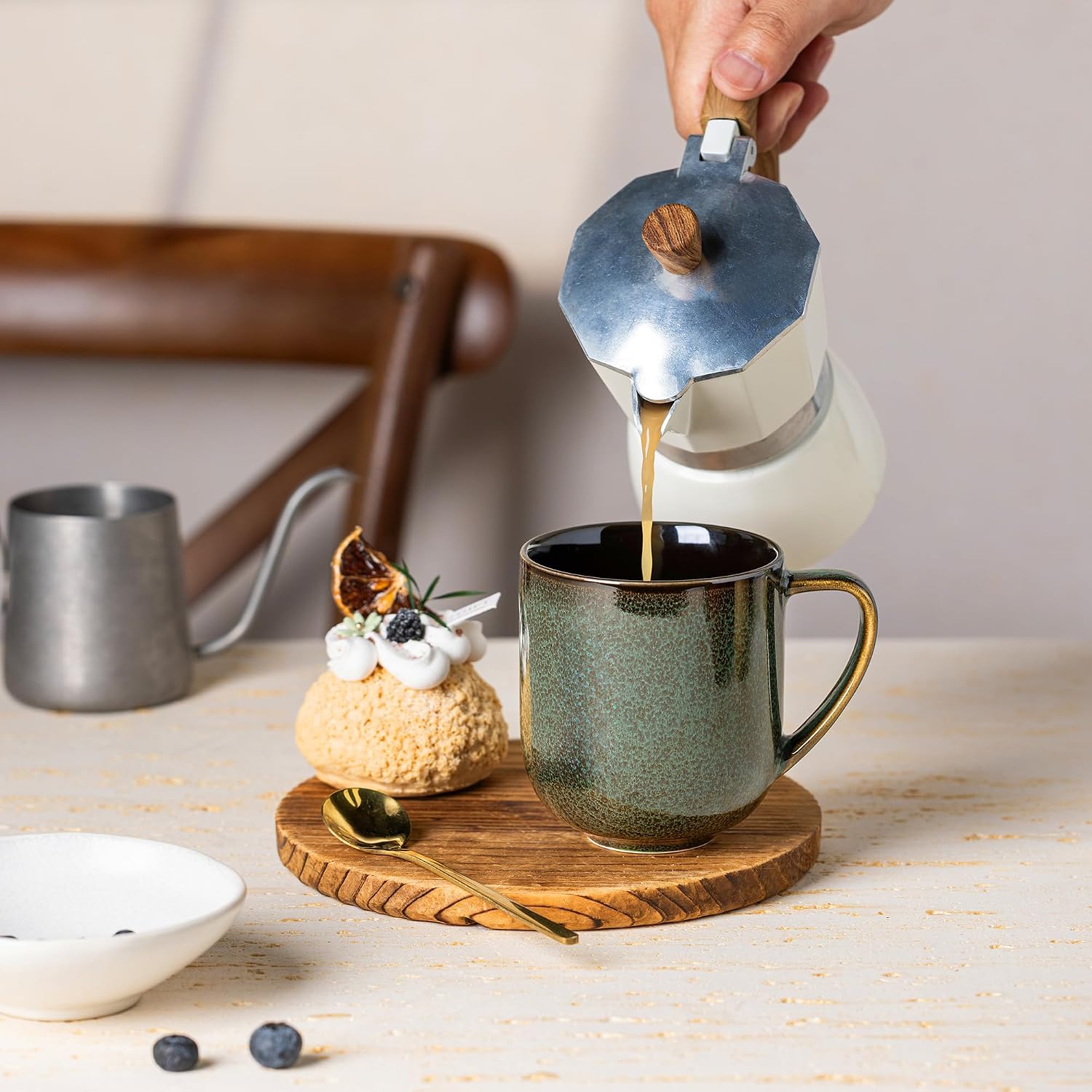 Ceramic Coffee Mugs Set of 6,12oz Handmade Coffee Mugs Set | Large Handle for Cappuccino/Latte/Tea/Hot Cocoa,Oven &Dishwasher & Microwave Safe