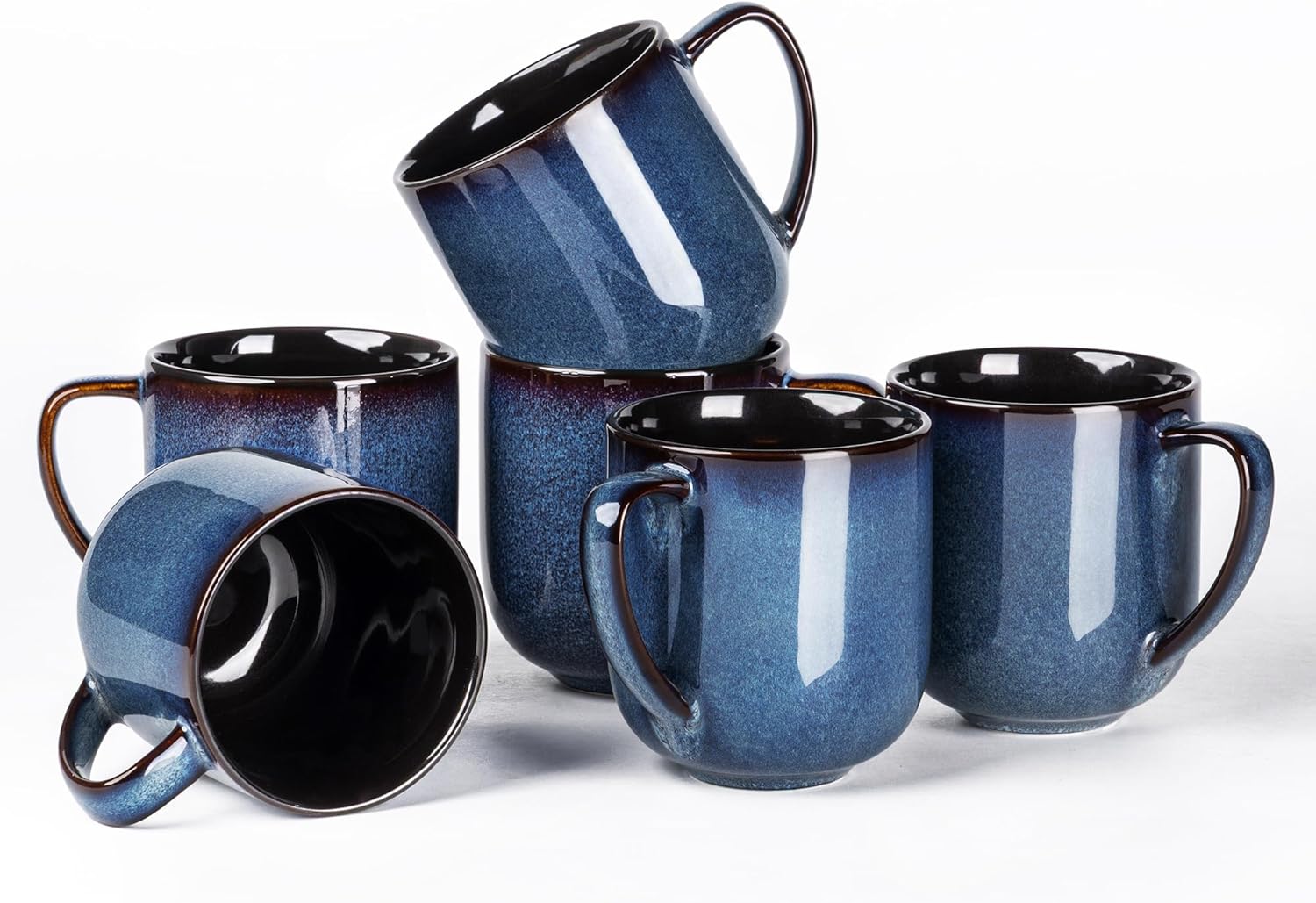 Ceramic Coffee Mugs Set of 6,12oz Handmade Coffee Mugs Set | Large Handle for Cappuccino/Latte/Tea/Hot Cocoa,Oven &Dishwasher & Microwave Safe