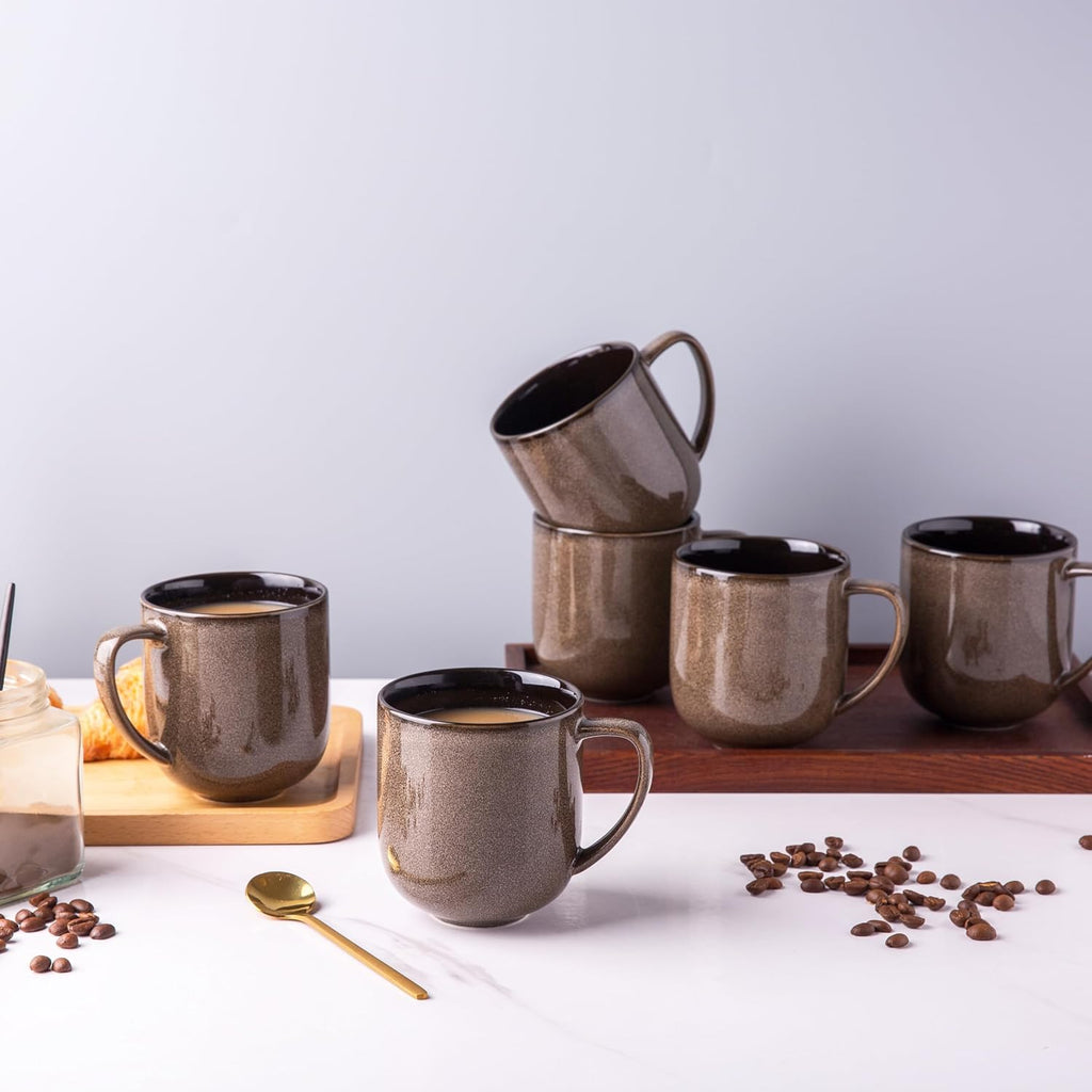 Ceramic Coffee Mugs Set of 6,12oz Handmade Coffee Mugs Set | Large Handle for Cappuccino/Latte/Tea/Hot Cocoa,Oven &Dishwasher & Microwave Safe