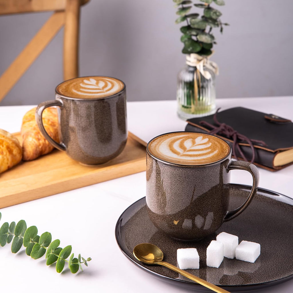 Ceramic Coffee Mugs Set of 6,12oz Handmade Coffee Mugs Set | Large Handle for Cappuccino/Latte/Tea/Hot Cocoa,Oven &Dishwasher & Microwave Safe