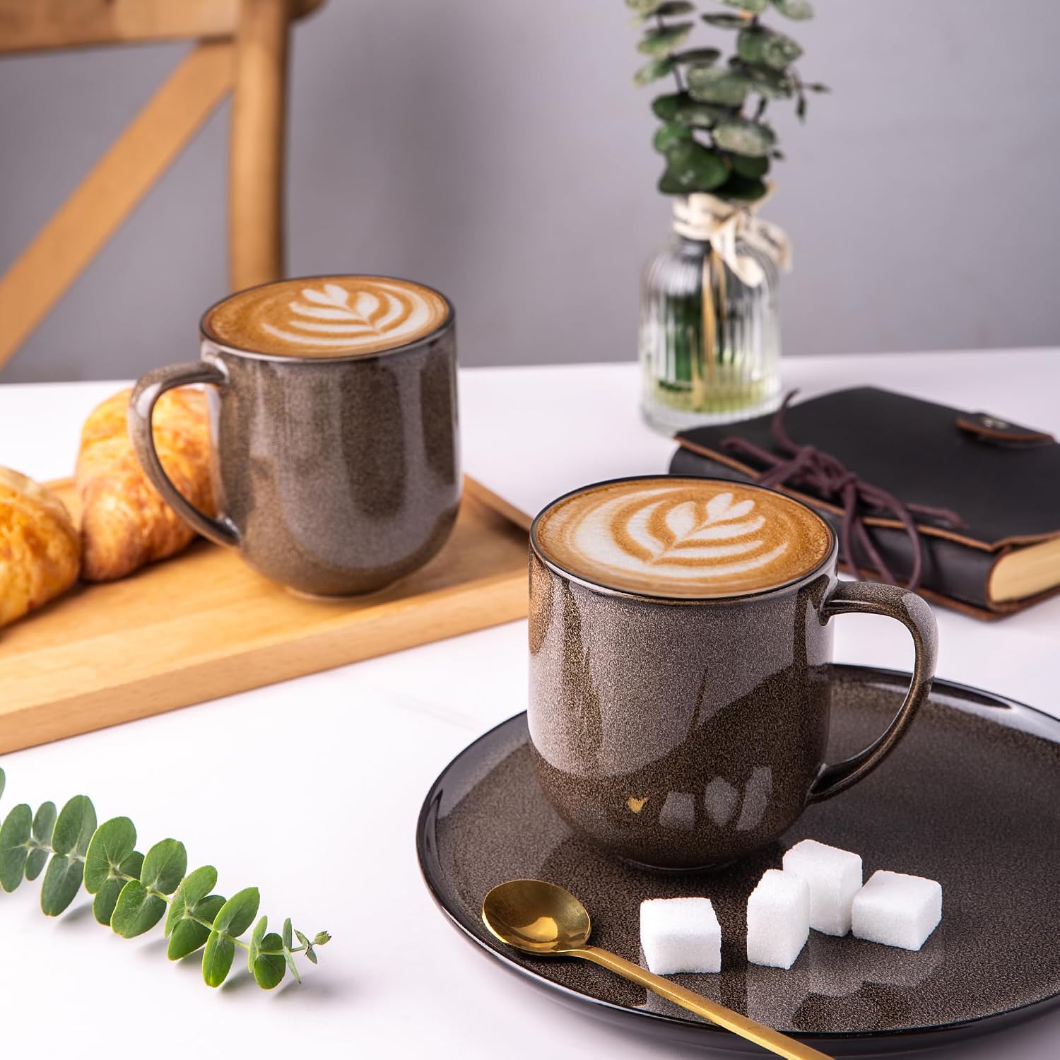 Ceramic Coffee Mugs Set of 6,12oz Handmade Coffee Mugs Set | Large Handle for Cappuccino/Latte/Tea/Hot Cocoa,Oven &Dishwasher & Microwave Safe