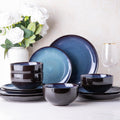 Ceramic Dinnerware Sets for 4,12Pcs Stoneware Plates and Bowls Set | Handmade Reactive Glaze Ceramic Dishes Set,Oven & Microwave,Dishwasher Safe